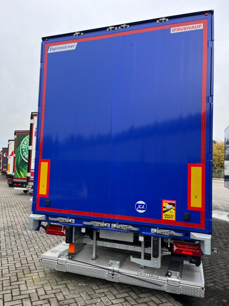 achterdeuren vlak fruehauf stuuroplegger 34 pallets boxtrailer plywoodoplegger